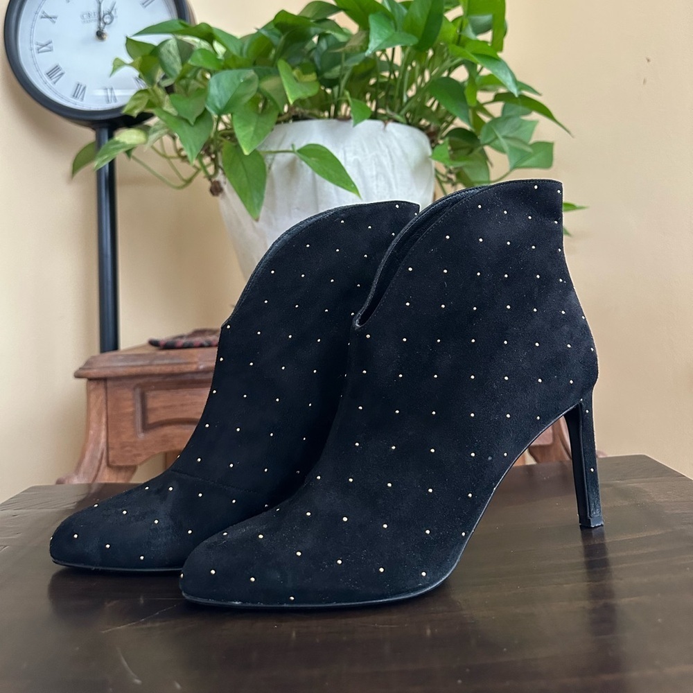 L.K. Bennett Dorina Suede Bootie Black Women Size 38 EU US SIZE 7.5 !some wear!